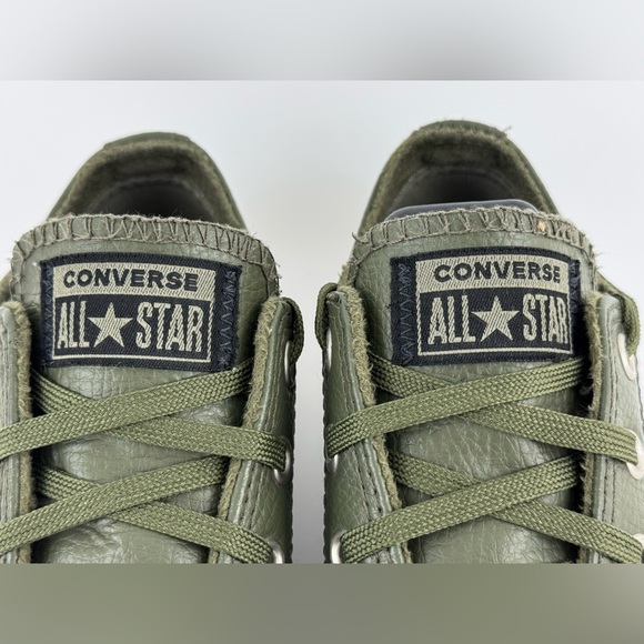 Converse Chuck Taylor Junior Ox Olive Green Leather Low Top Sneakers, US Size 1 - Picture 3 of 12